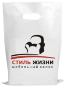 Фирменные пакеты банан с логотипом для мебельных салонов
